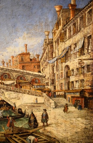 Antiquités - Venise, le Pont du Rialto - Maître vénitien du XVIIIe siècle